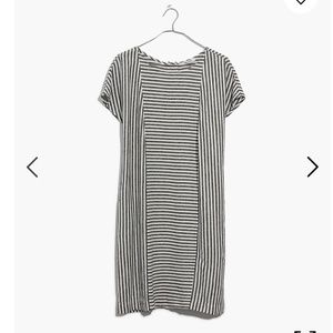 Madewell linen striped button back dress